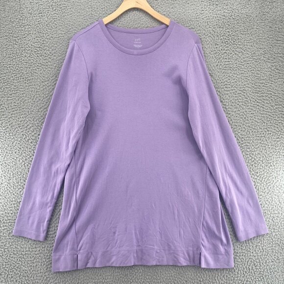 J Jill Top Womens Medium Purple Perfect Pima Forward Seam Tunic Pullover Knit - Picture 1 of 10